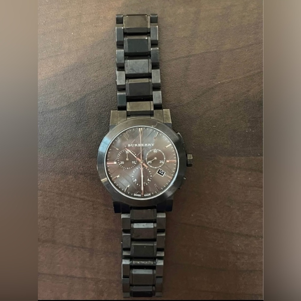 Burberry BU9354 Chronograph Dark Grey Dark Gray Men's Watch Timepiece - Picture 2 of 6